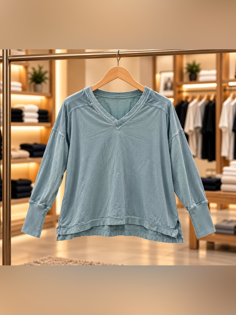 Free People Long Sleeve Top in Blue
